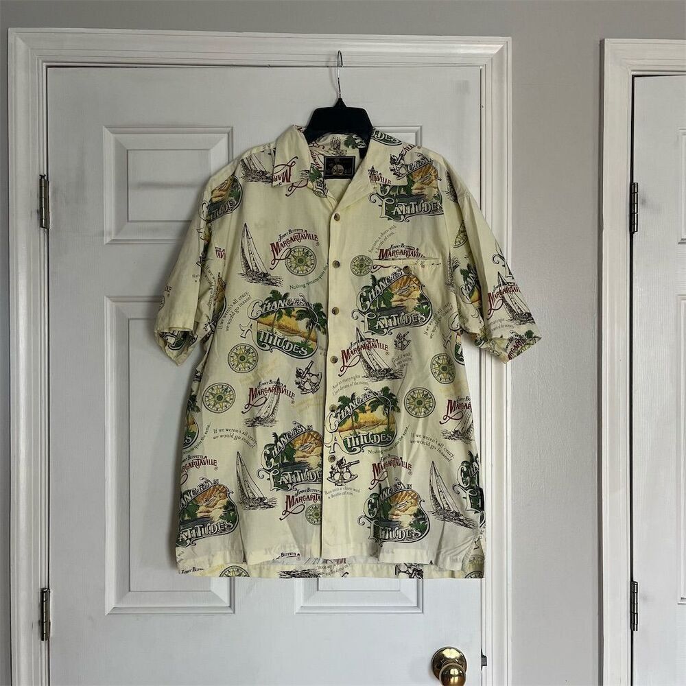 Margaritaville Men's M Hawaiian Shirt Multicolor Graphic Print Vintage